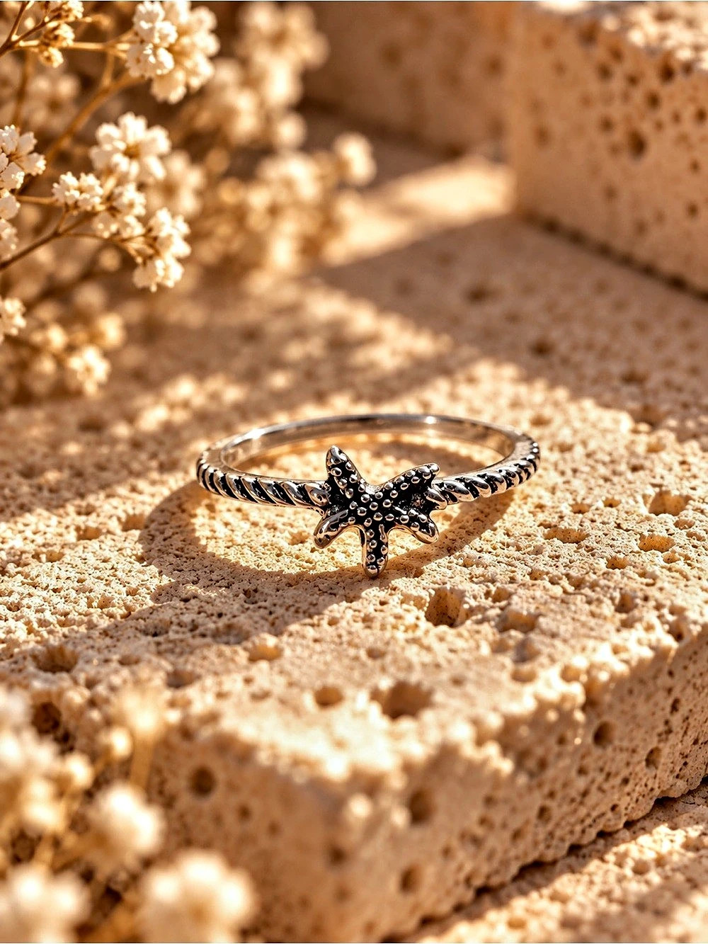 Starfish Ring in Silver & Black tones